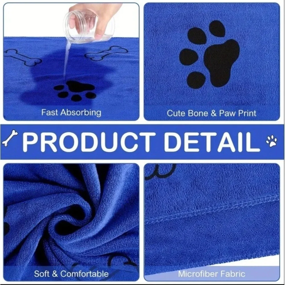 Toallas de microfibra superabsorbentes para mascotas, 60‎ x 100 cm, paquete de 2